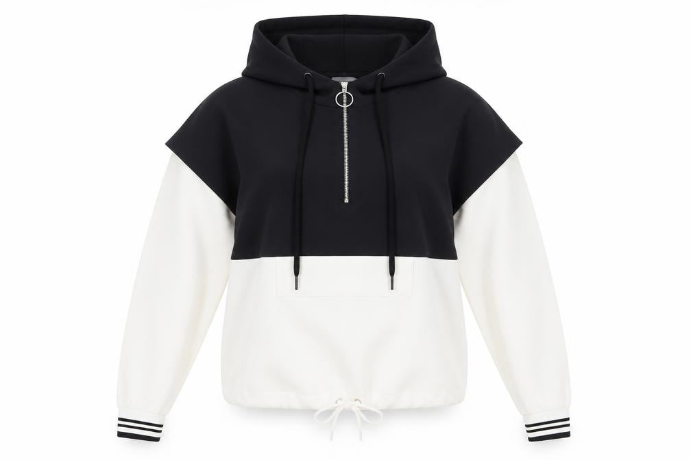 Primark Womens White Striped Polyester Full Zip Hoodie Size 4