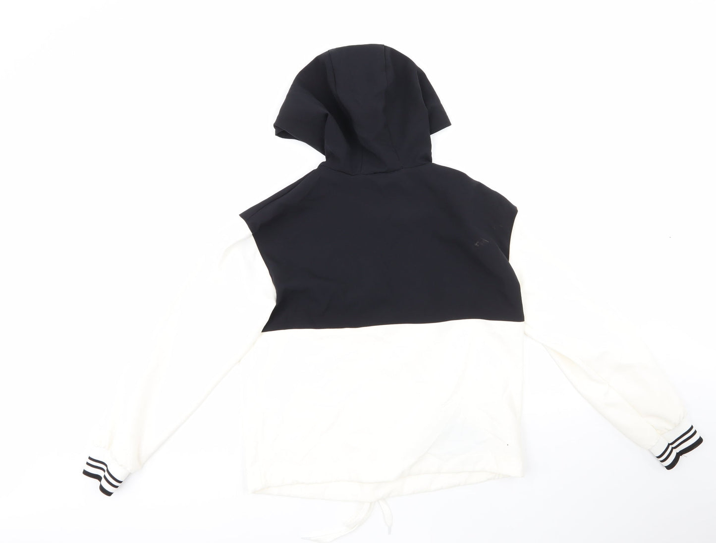 Primark Womens White Striped Polyester Full Zip Hoodie Size 4