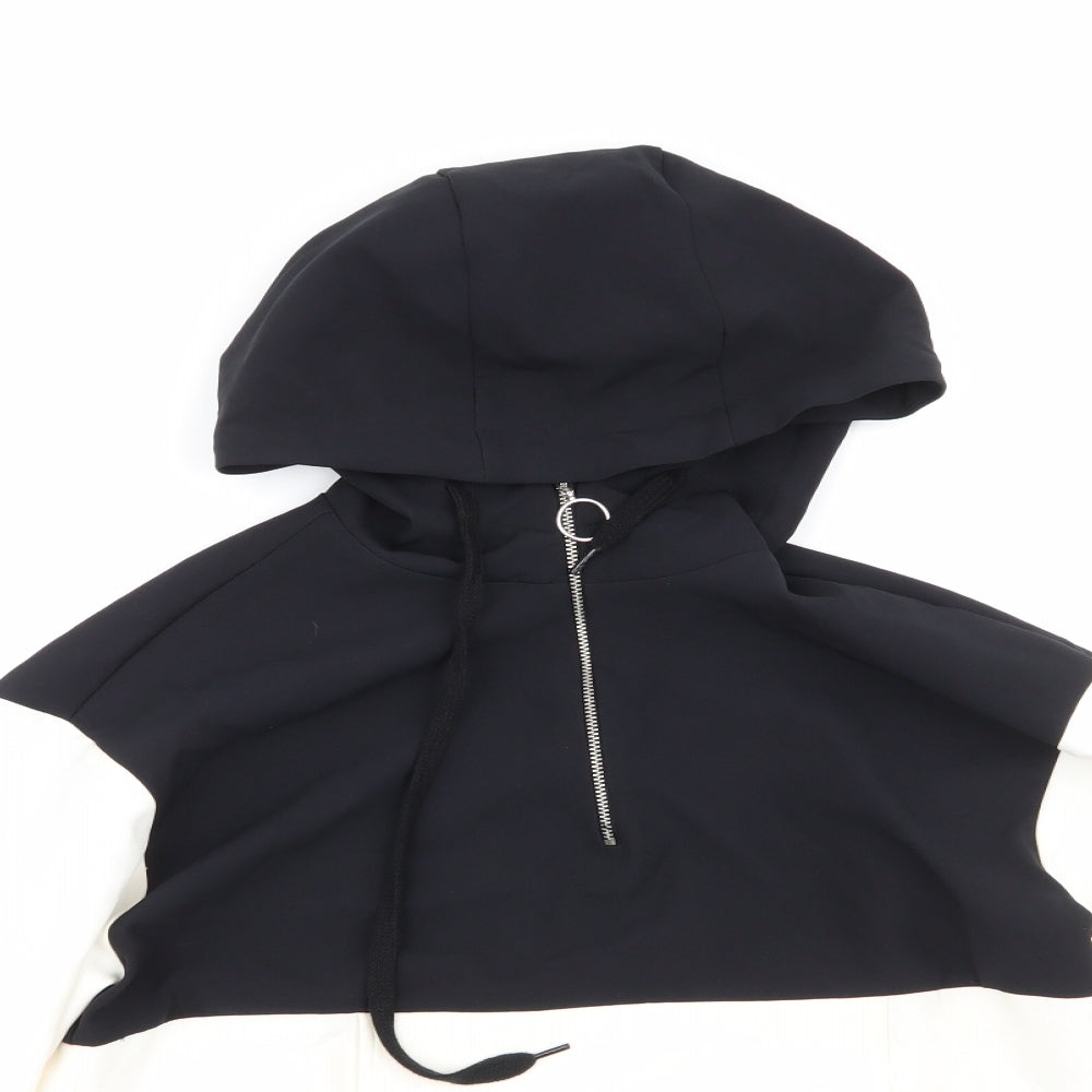 Primark Womens White Striped Polyester Full Zip Hoodie Size 4