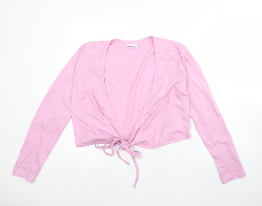 ASOS Womens Pink V-Neck  Cotton Cardigan Jumper Size 14