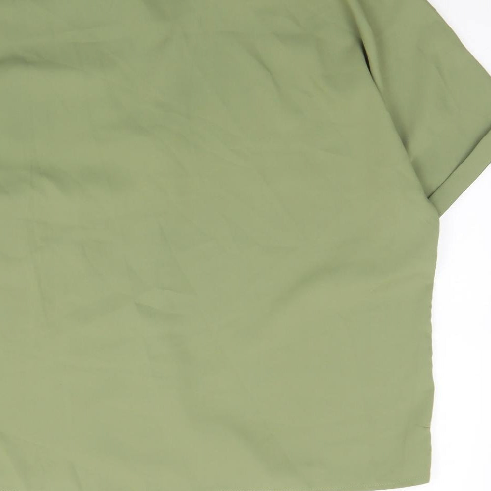 SheIn Womens Green  Polyester Basic Button-Up Size L Collared