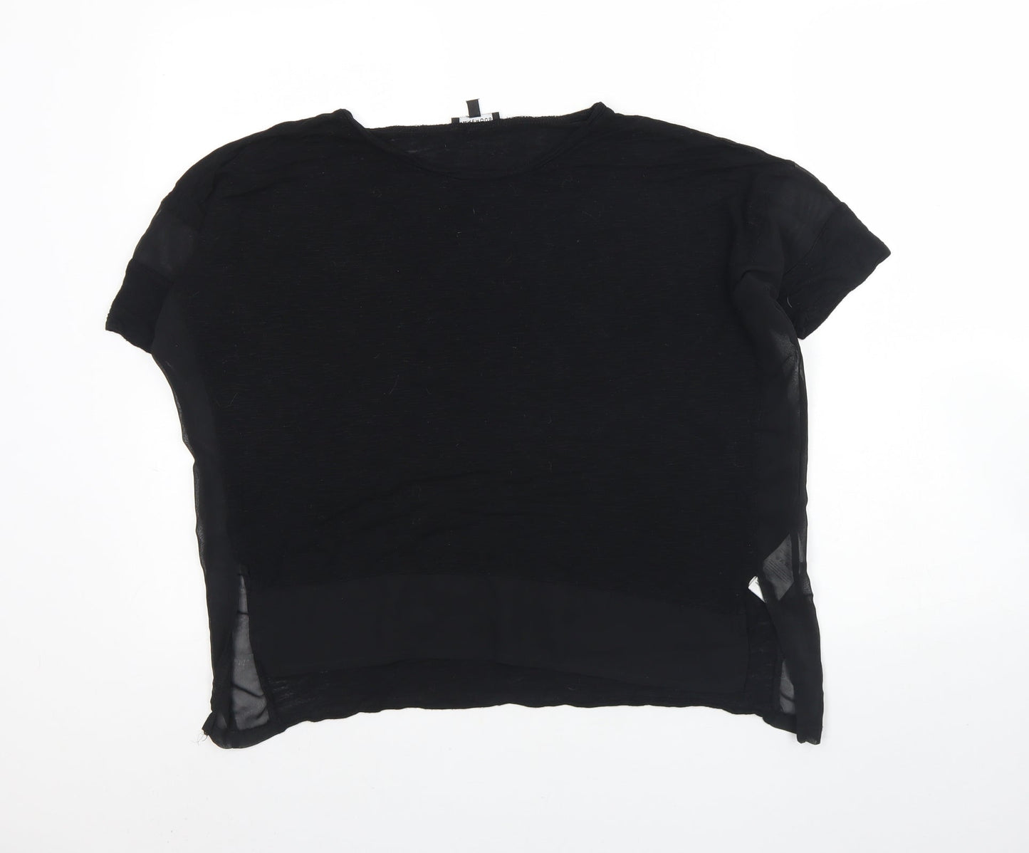 Warehouse Womens Black  Viscose Basic Blouse Size 8 Round Neck