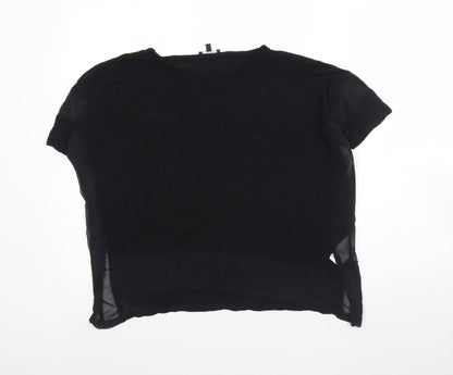Warehouse Womens Black  Viscose Basic Blouse Size 8 Round Neck