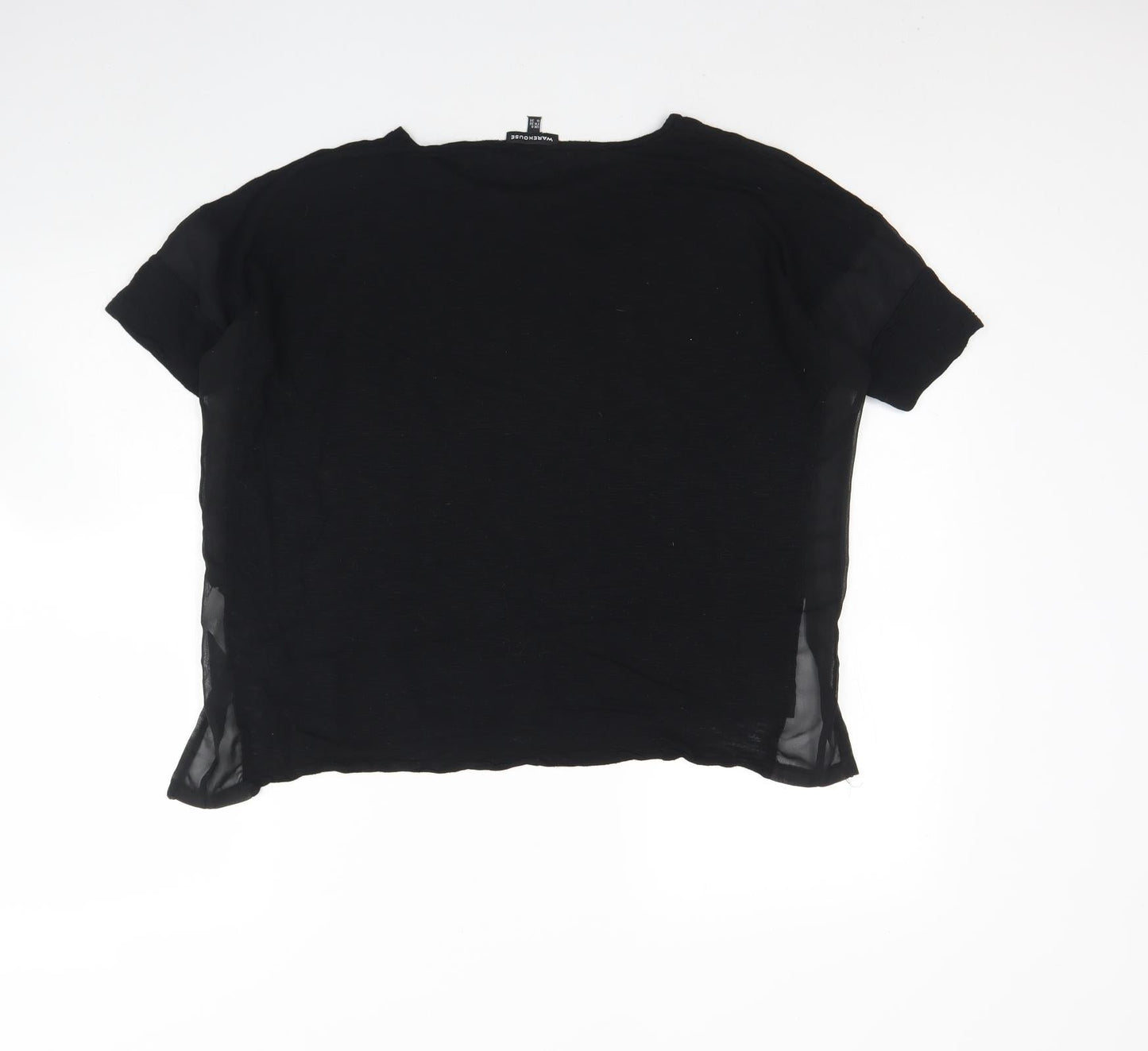 Warehouse Womens Black  Viscose Basic Blouse Size 8 Round Neck