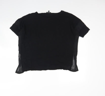 Warehouse Womens Black  Viscose Basic Blouse Size 8 Round Neck