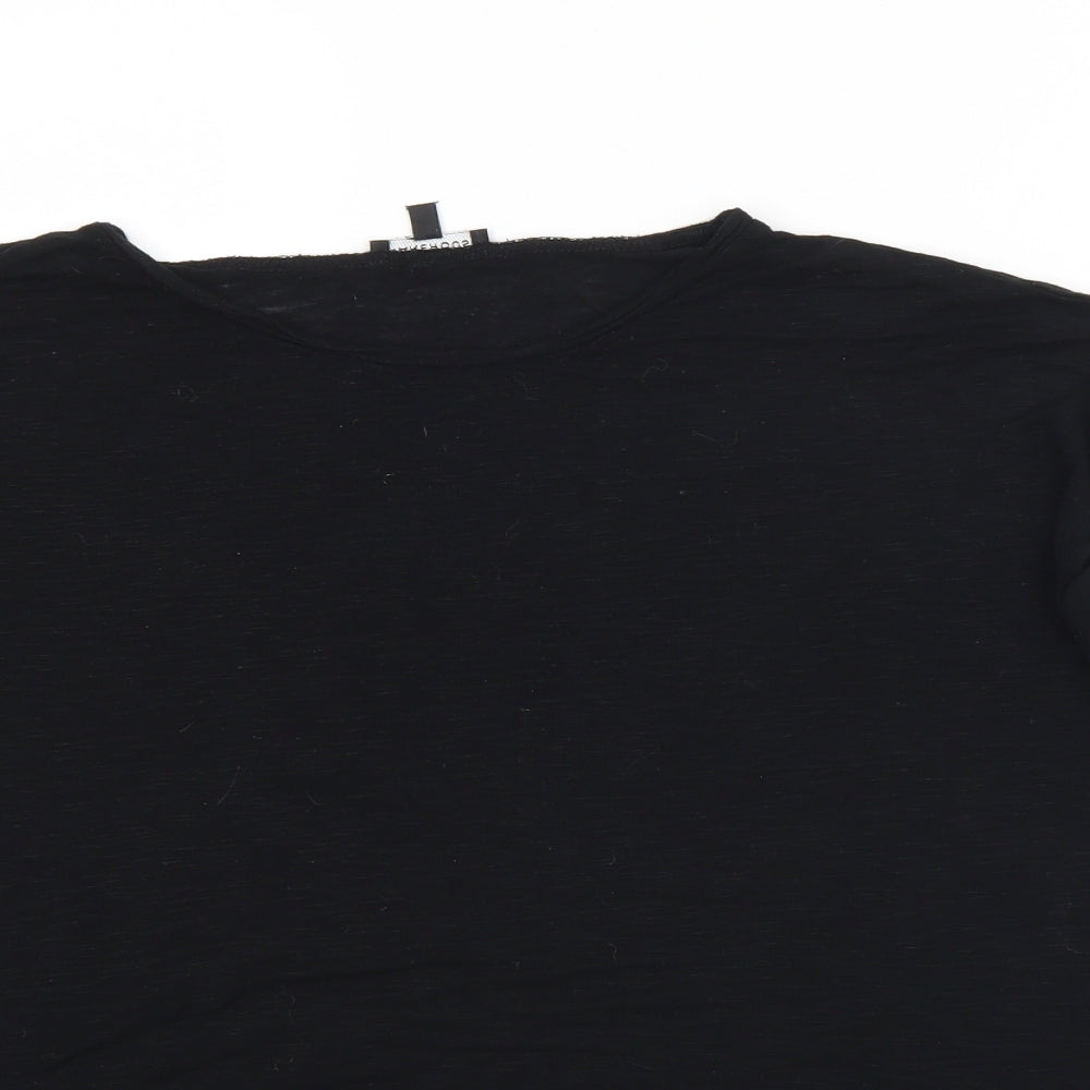Warehouse Womens Black  Viscose Basic Blouse Size 8 Round Neck