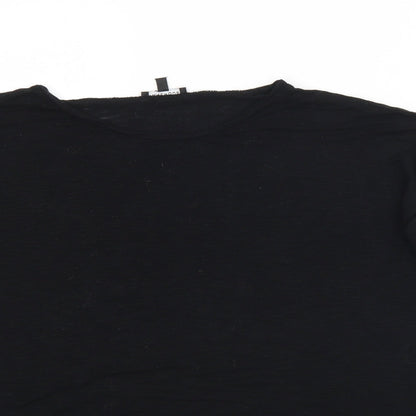 Warehouse Womens Black  Viscose Basic Blouse Size 8 Round Neck