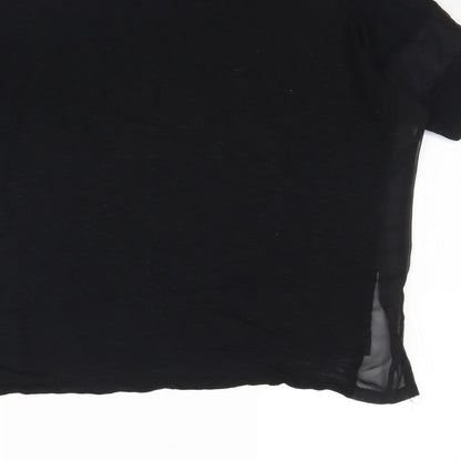 Warehouse Womens Black  Viscose Basic Blouse Size 8 Round Neck