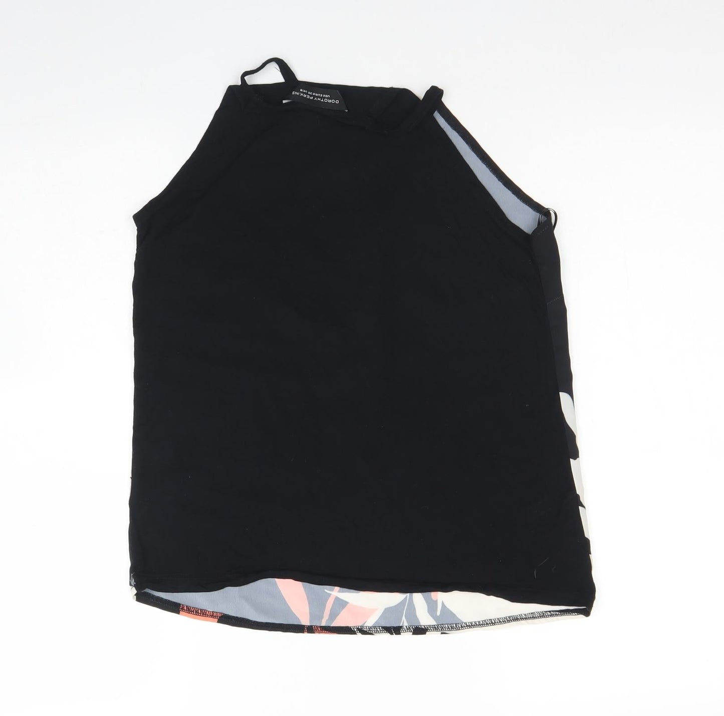Dorothy Perkins Womens Black Floral Viscose Basic Tank Size 10 Round Neck