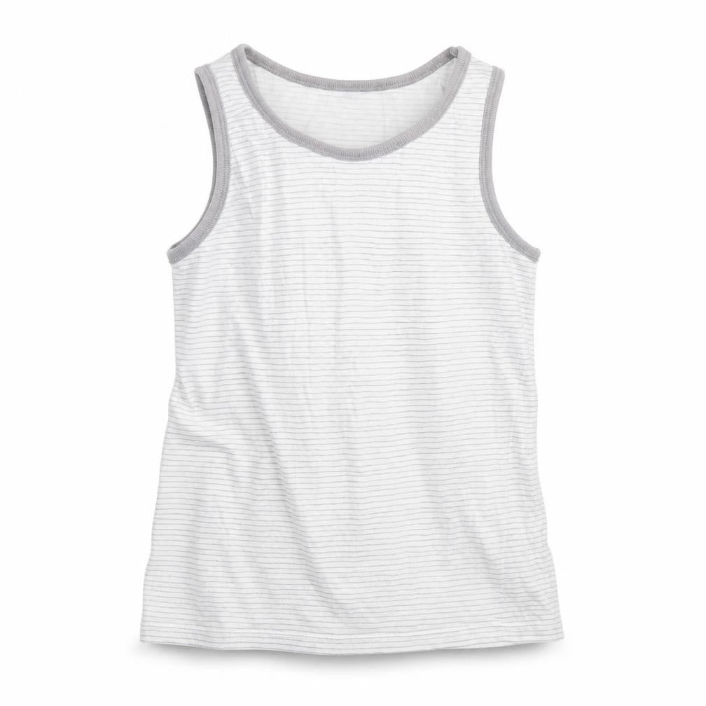 George Girls Grey Striped Cotton Basic Tank Size 8 Years Round Neck