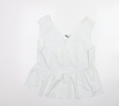 ASOS Womens White  Polyester Basic Tank Size 16 V-Neck