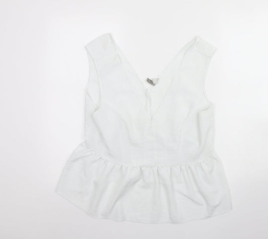 ASOS Womens White  Polyester Basic Tank Size 16 V-Neck