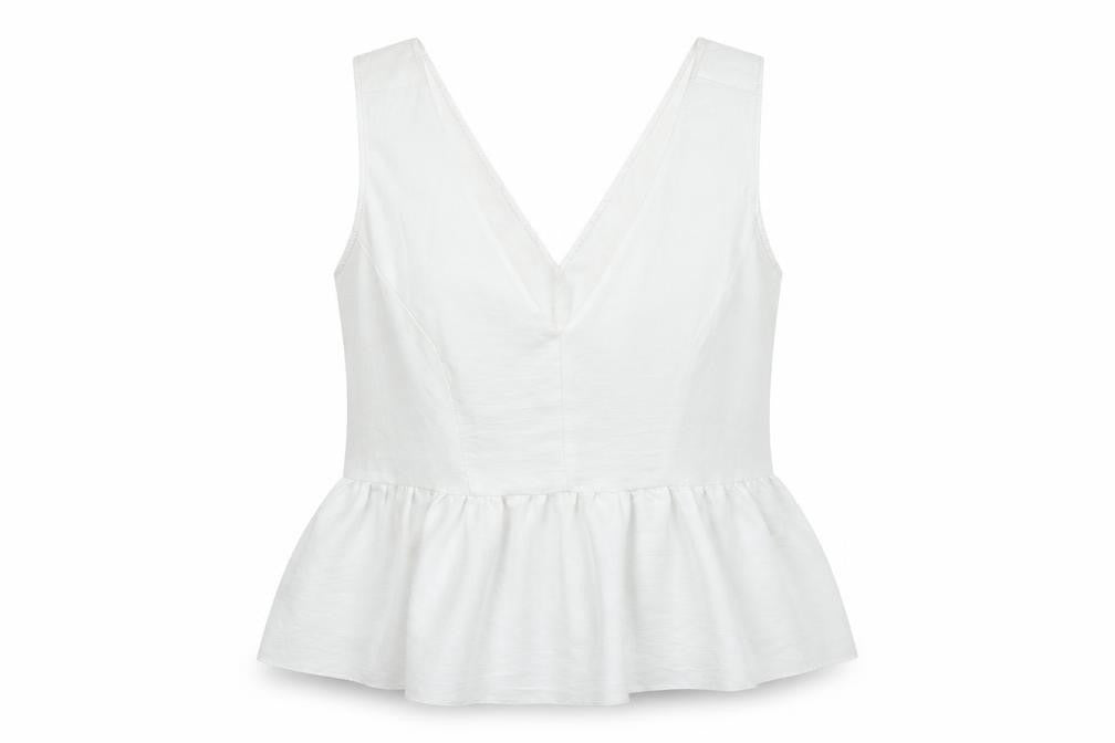 ASOS Womens White  Polyester Basic Tank Size 16 V-Neck