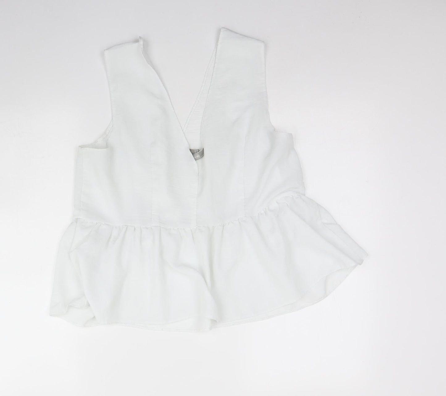 ASOS Womens White  Polyester Basic Tank Size 16 V-Neck