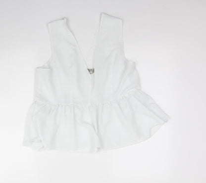 ASOS Womens White  Polyester Basic Tank Size 16 V-Neck
