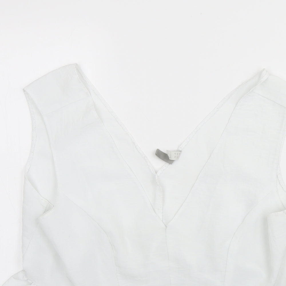 ASOS Womens White  Polyester Basic Tank Size 16 V-Neck