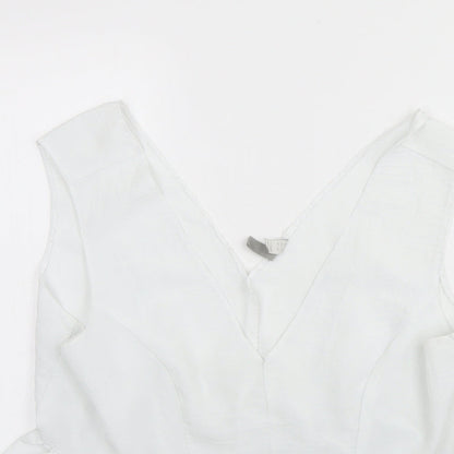 ASOS Womens White  Polyester Basic Tank Size 16 V-Neck