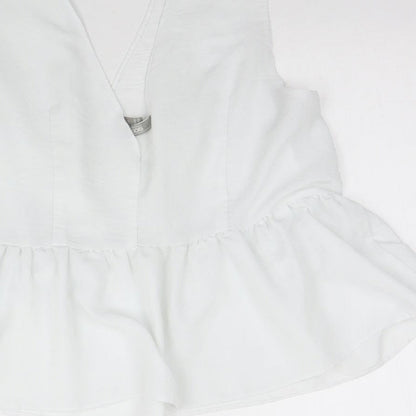 ASOS Womens White  Polyester Basic Tank Size 16 V-Neck
