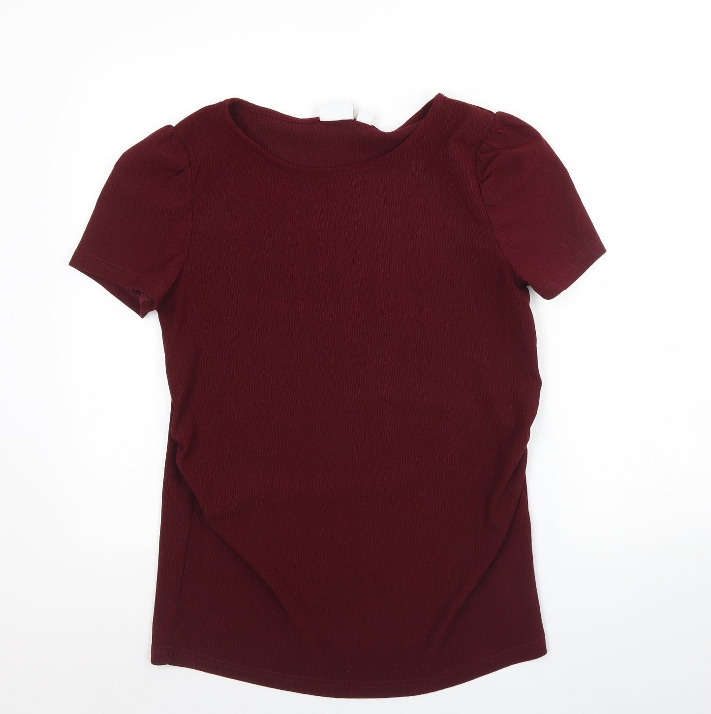 Mamalicious Womens Red  Polyester Basic Blouse Size L Round Neck