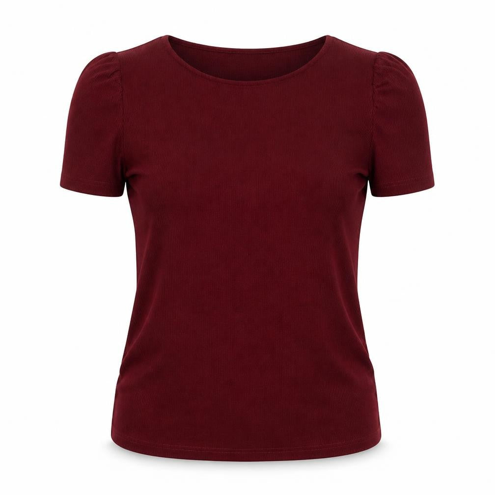 Mamalicious Womens Red  Polyester Basic Blouse Size L Round Neck