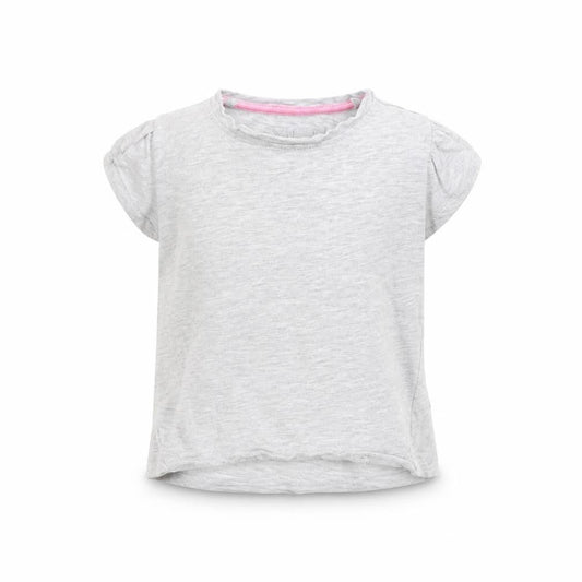 lily & Dan Girls Grey  Cotton Basic T-Shirt Size 3 Years Round Neck
