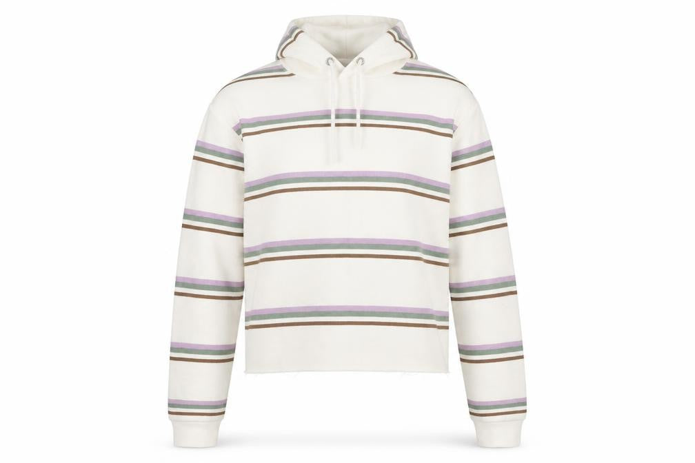 Primark Womens White Striped Cotton Pullover Hoodie Size 2XS