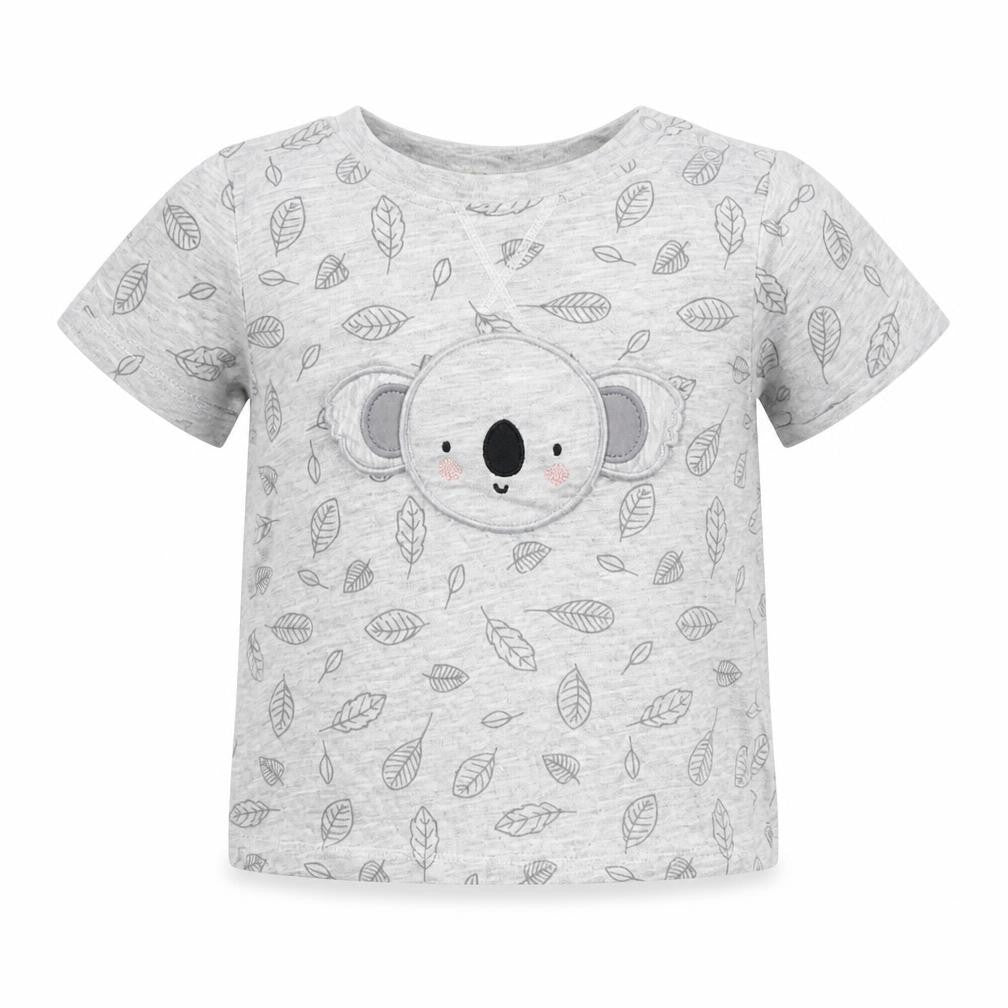 TU Baby Grey Spotted Cotton Basic T-Shirt Size 9-12 Months Round Neck