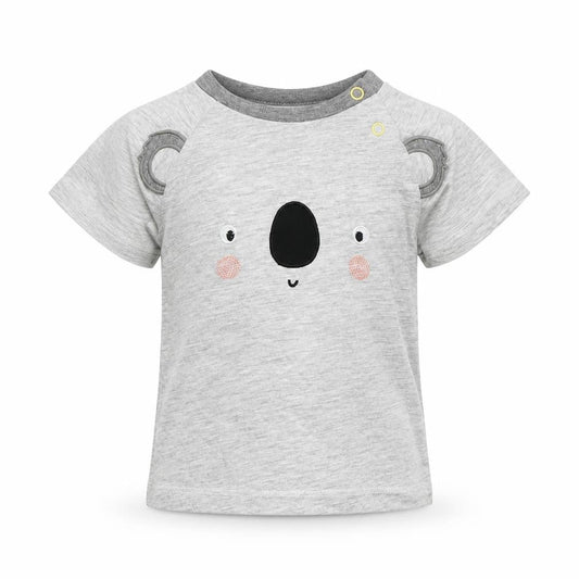 Tu Baby Grey  Cotton Basic T-Shirt Size 9-12 Months Round Neck  - Koala Bear