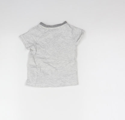 Tu Baby Grey  Cotton Basic T-Shirt Size 9-12 Months Round Neck  - Koala Bear