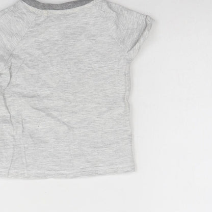 Tu Baby Grey  Cotton Basic T-Shirt Size 9-12 Months Round Neck  - Koala Bear