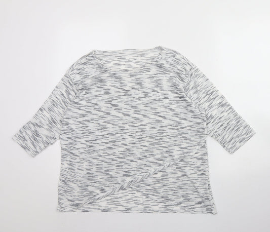 Preworn Womens White Round Neck Herringbone Polyester Pullover Jumper Size 14