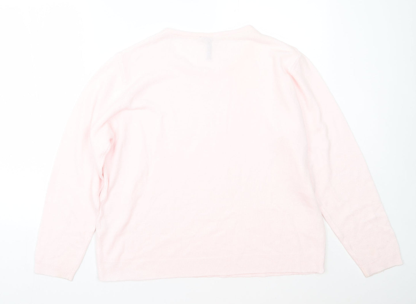 Intuition Essentials Womens Pink Round Neck  Acrylic Pullover Jumper Size 20
