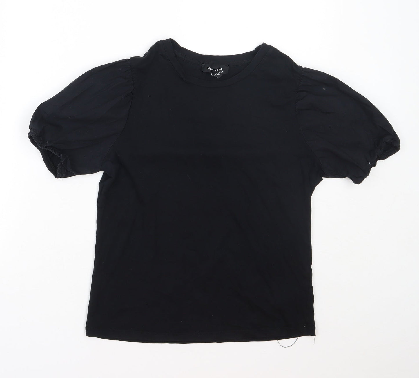 New Look Womens Black  Cotton Basic T-Shirt Size 10 Round Neck
