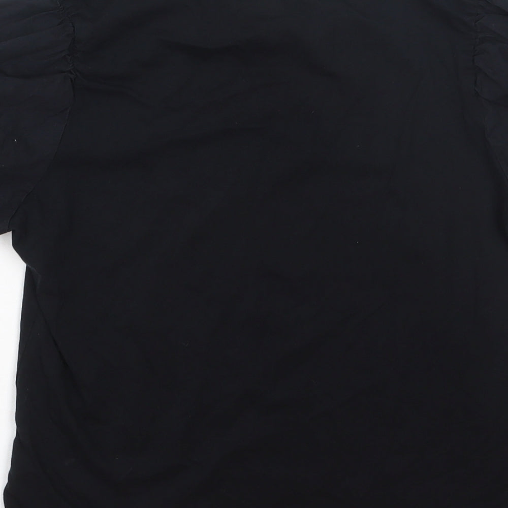 New Look Womens Black  Cotton Basic T-Shirt Size 10 Round Neck