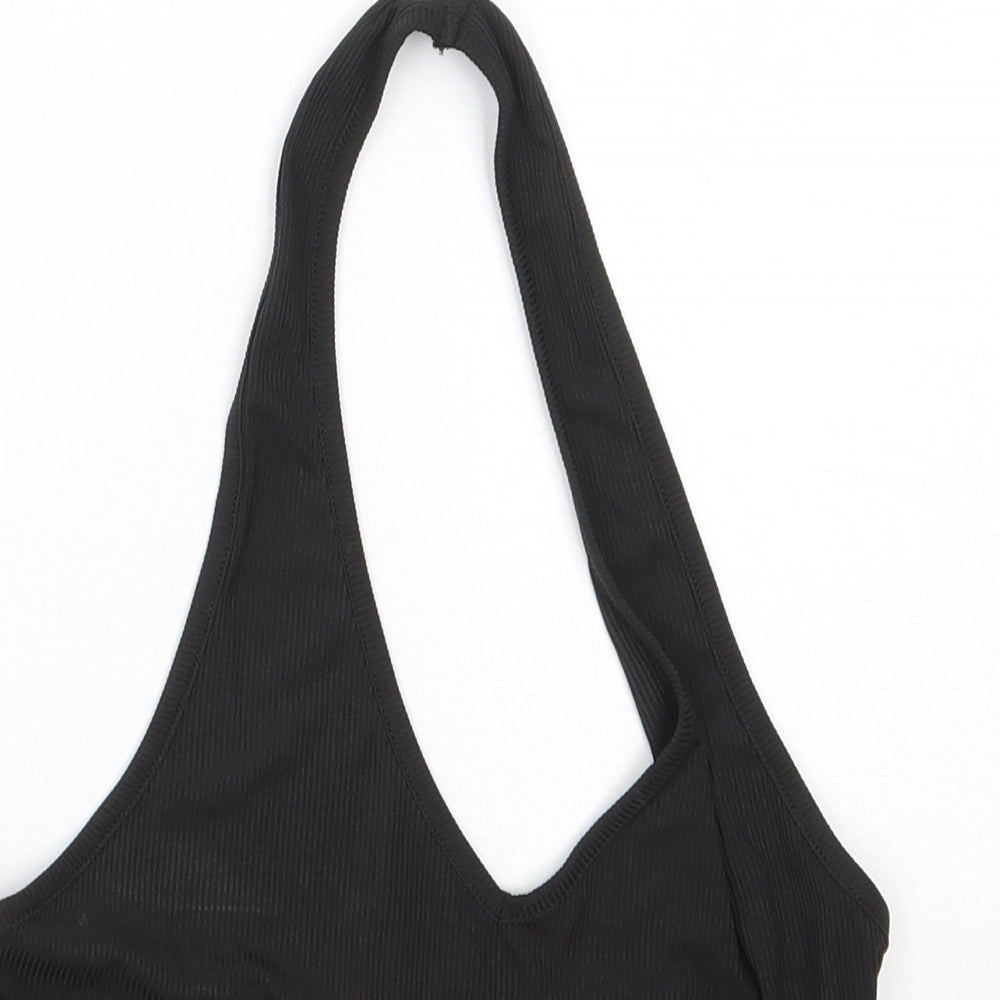 ROMWE Womens Black  Polyester Cropped Tank Size XS Round Neck