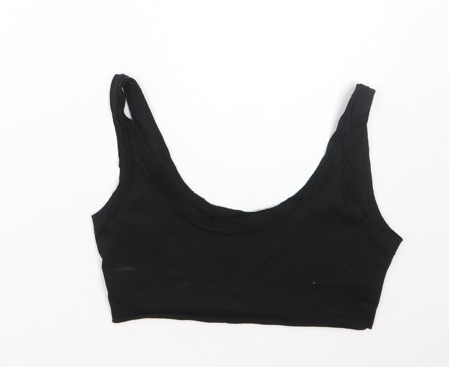 Shien Womens Black  Cotton Cropped Tank Size XS Scoop Neck