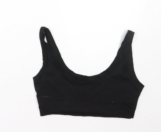 Shien Womens Black  Cotton Cropped Tank Size XS Scoop Neck