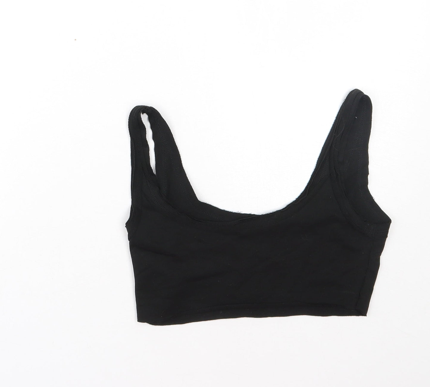 Shien Womens Black  Cotton Cropped Tank Size XS Scoop Neck