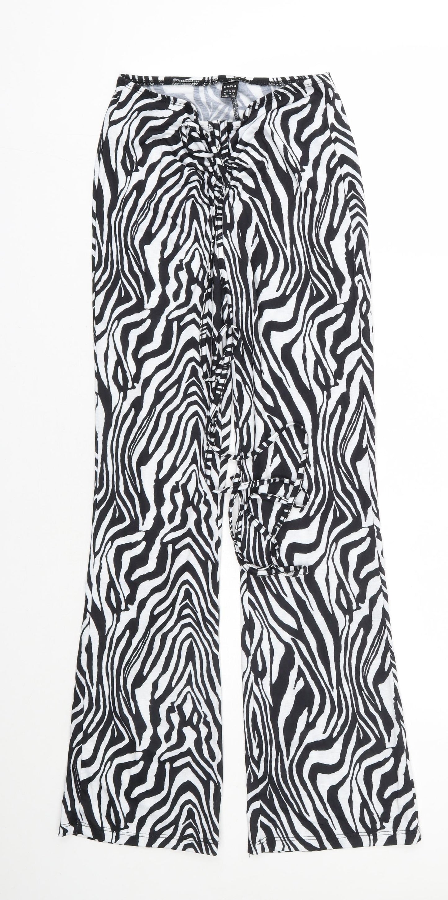 Shien Womens Black Animal Print Polyester Jogger Trousers Size XS L28 in Regular  - Zebra
