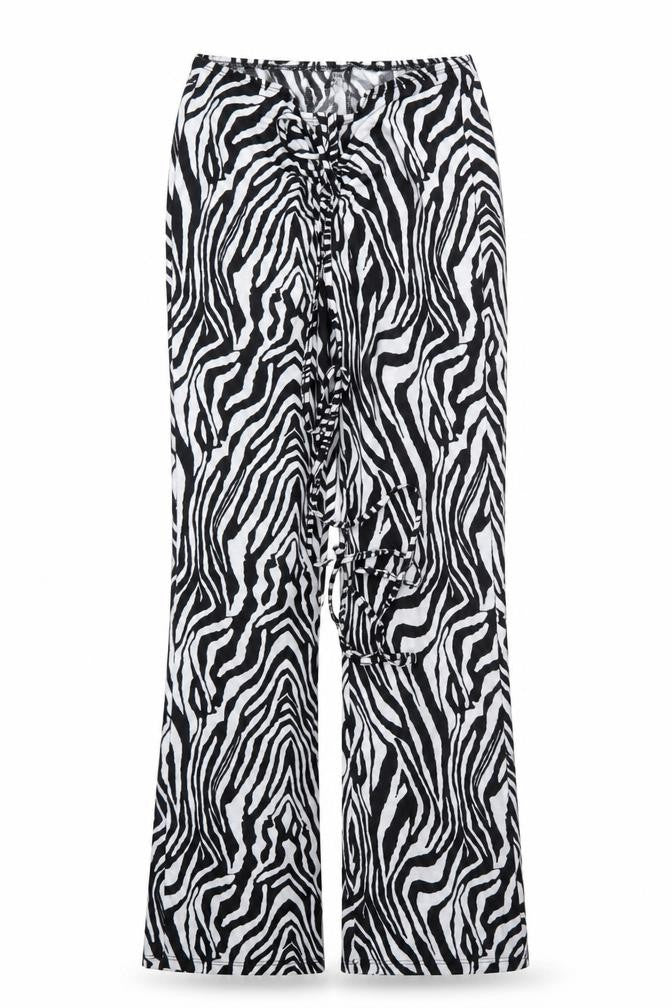 Shien Womens Black Animal Print Polyester Jogger Trousers Size XS L28 in Regular  - Zebra