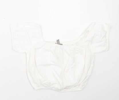 ASOS Womens White  Cotton Basic T-Shirt Size 6 Off the Shoulder