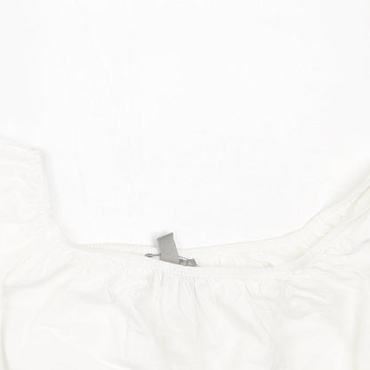 ASOS Womens White  Cotton Basic T-Shirt Size 6 Off the Shoulder