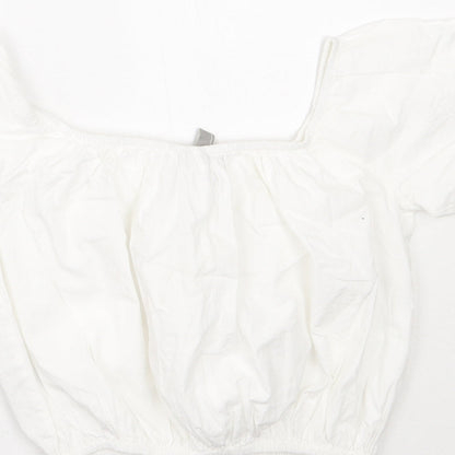 ASOS Womens White  Cotton Basic T-Shirt Size 6 Off the Shoulder