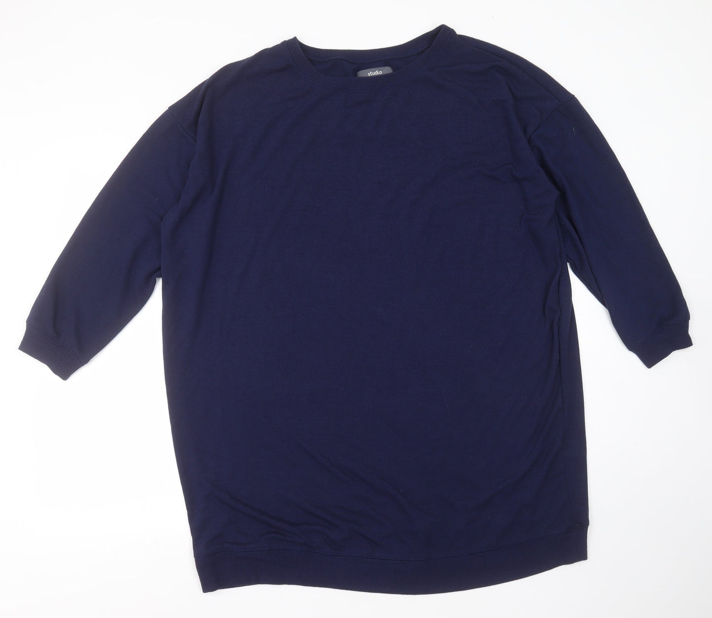 Studio Womens Blue Round Neck  Polyester Pullover Jumper Size 12