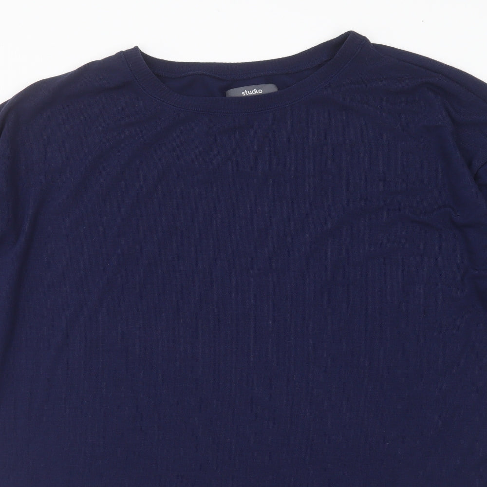 Studio Womens Blue Round Neck  Polyester Pullover Jumper Size 12