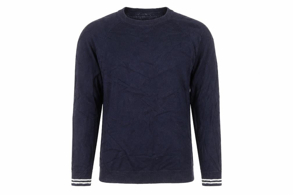 H&M Mens Blue Round Neck  Cotton Pullover Jumper Size M