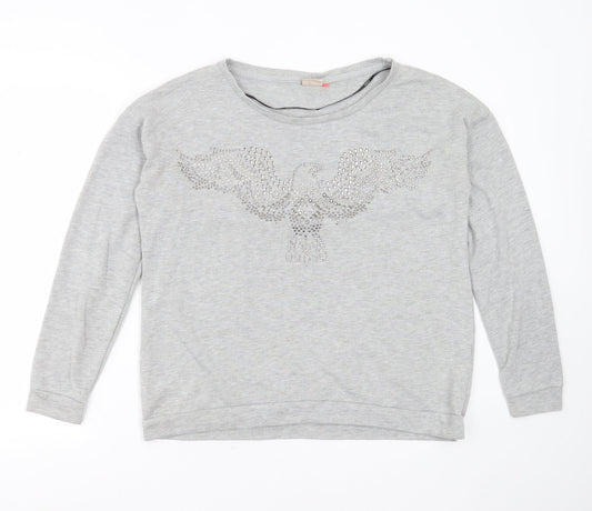 Only Womens Grey  Polyester Pullover Sweatshirt Size L   - bird, beaded