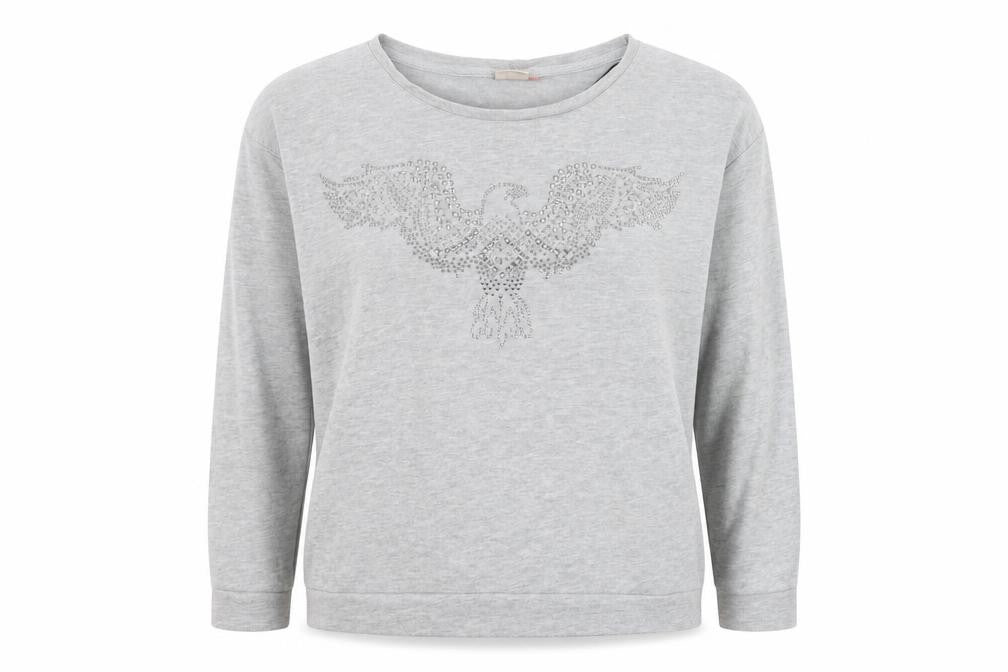 Only Womens Grey  Polyester Pullover Sweatshirt Size L   - bird, beaded