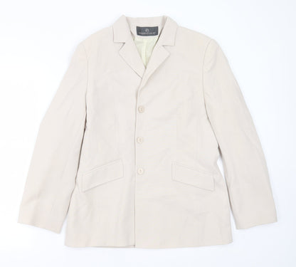 Essentials Womens Beige  Polyester Jacket Suit Jacket Size 14