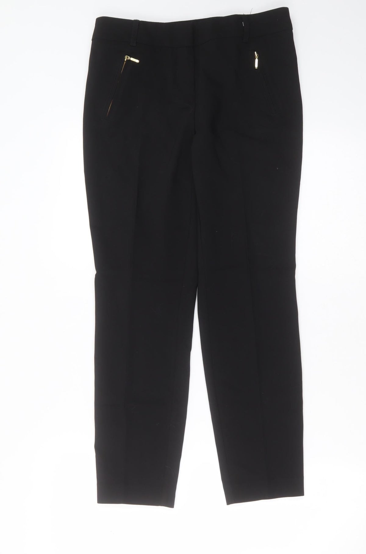 Papaya Womens Black  Cotton Trousers  Size 8 L25 in Slim